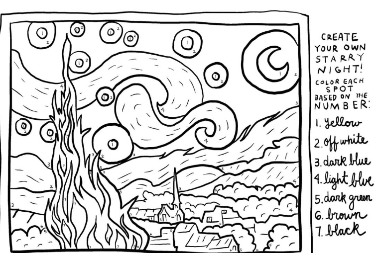starry night paint by number