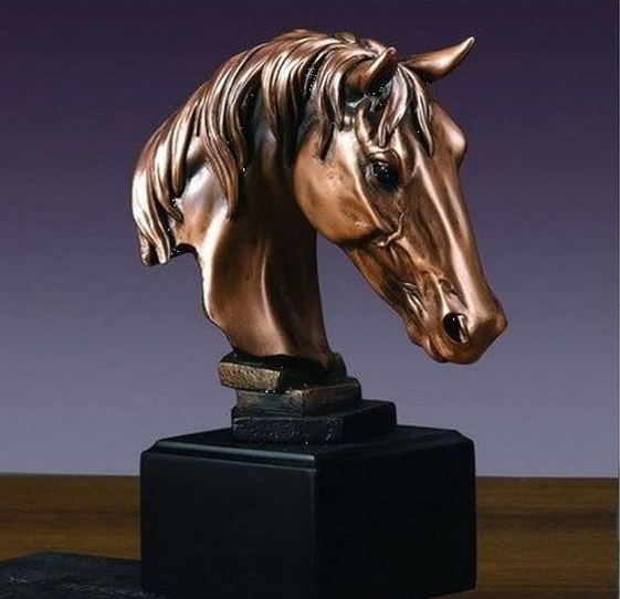 bronze horse head sculpture